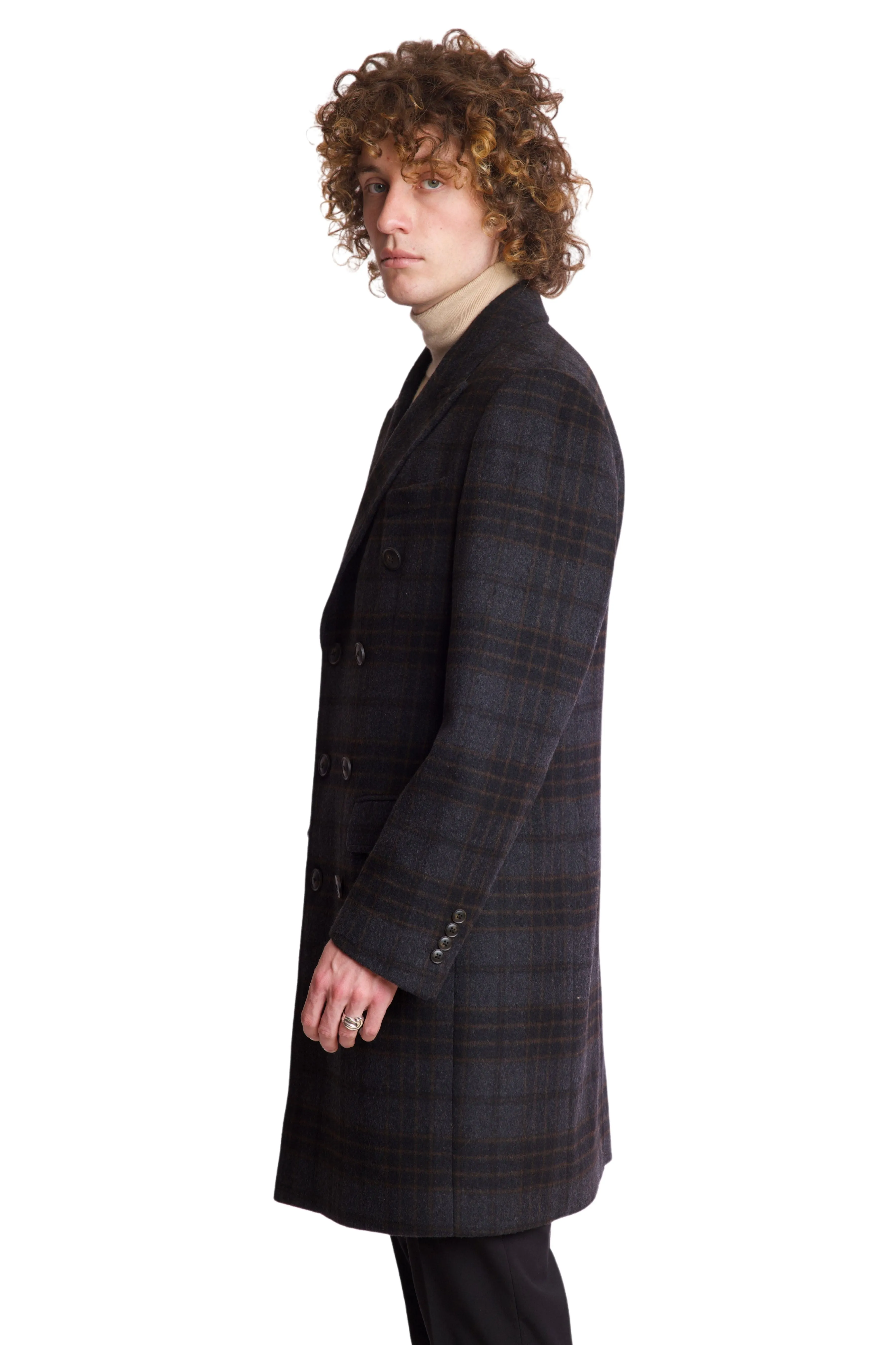 Peak DB Coat - slim - Charcoal Check Soft Touch