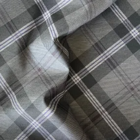 Pewter & Plum Diagonal Plaid Rayon Viscose Blend Ponte Double-Knit (Made in Italy)