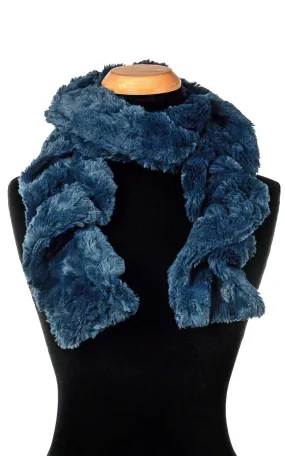 Scrunchy Scarf - Luxury Faux Fur in Peacock Pond