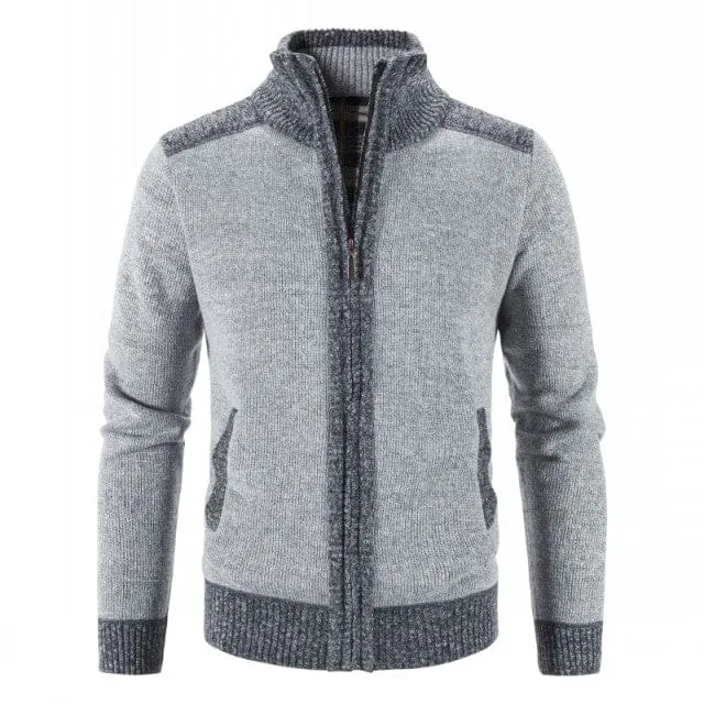 Slim Fit Stand Collar Thick Warm Cardigan Coats For Men