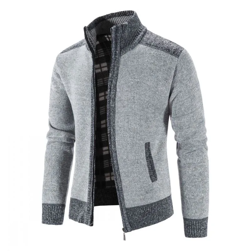 Slim Fit Stand Collar Thick Warm Cardigan Coats For Men