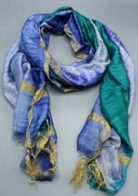 Spring Two Color Shade Silk Scarf (Blue)