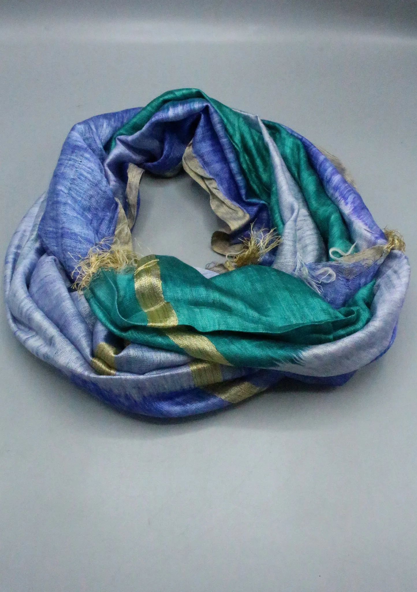 Spring Two Color Shade Silk Scarf (Blue)