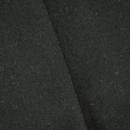 Super Black Wool Blend Brushed Twill Jacketing Fabric