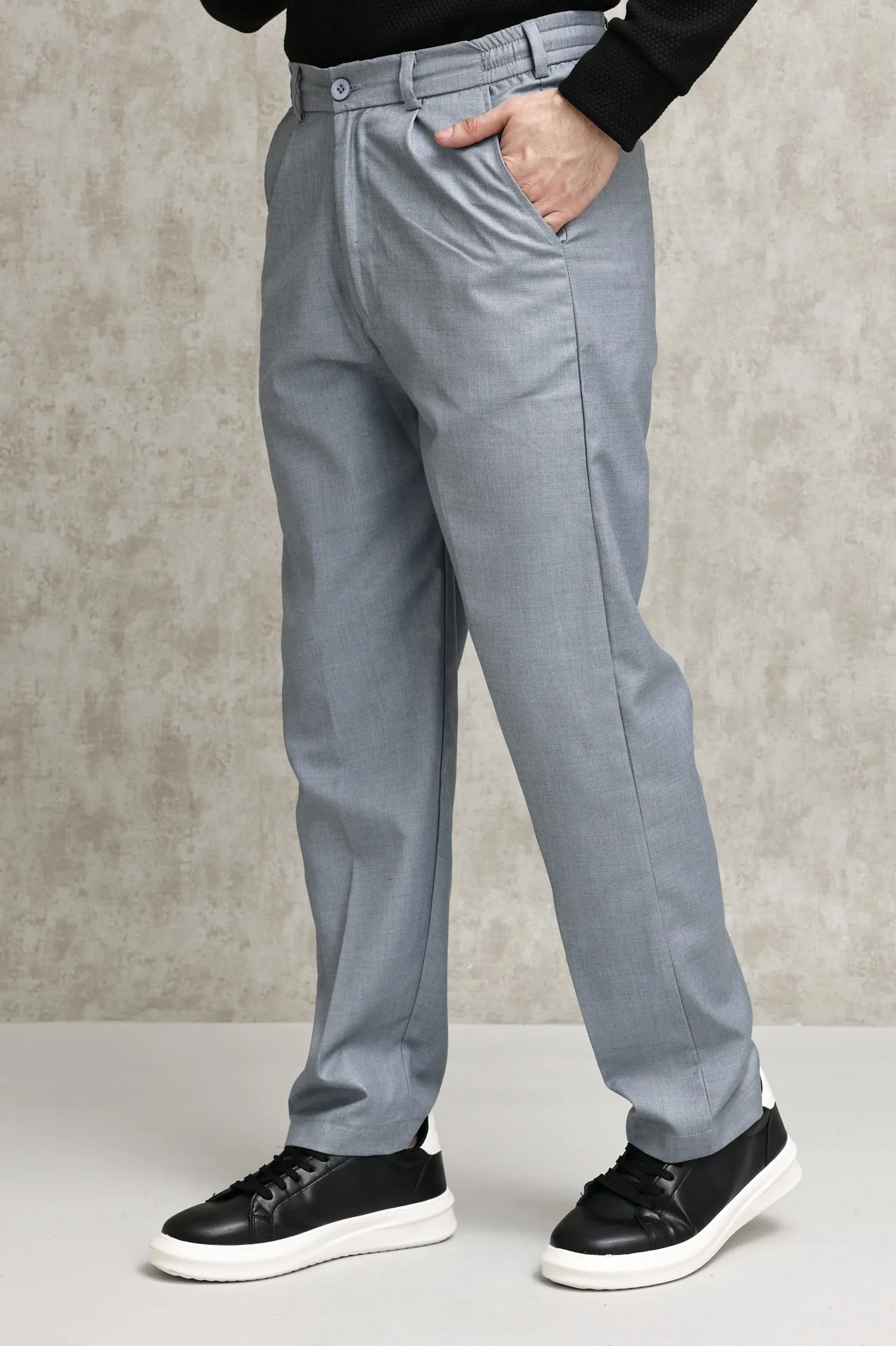 TAILORED PLEATED FORMAL TROUSERS-LT-GREY