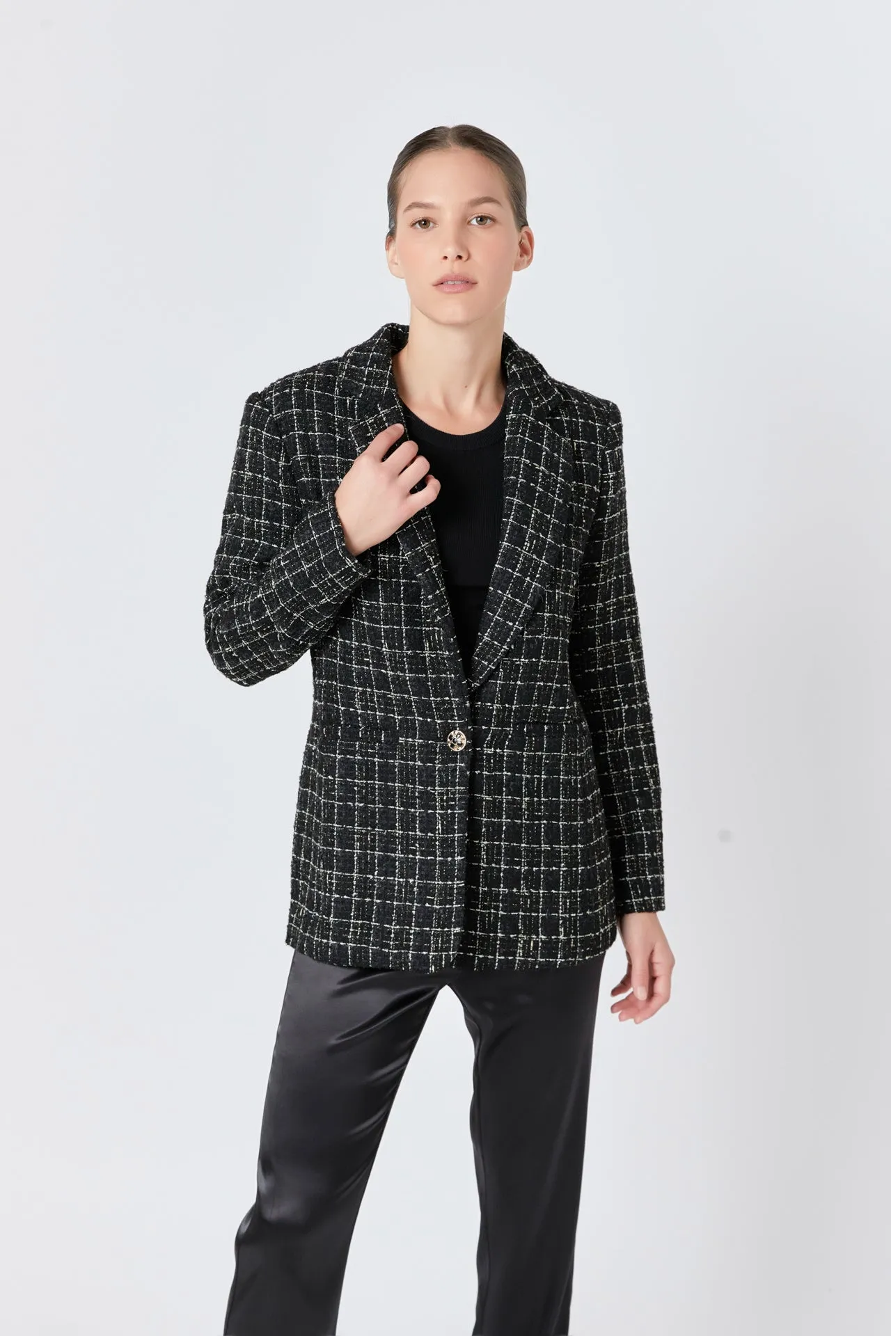 Tweed Single Breasted Blazer