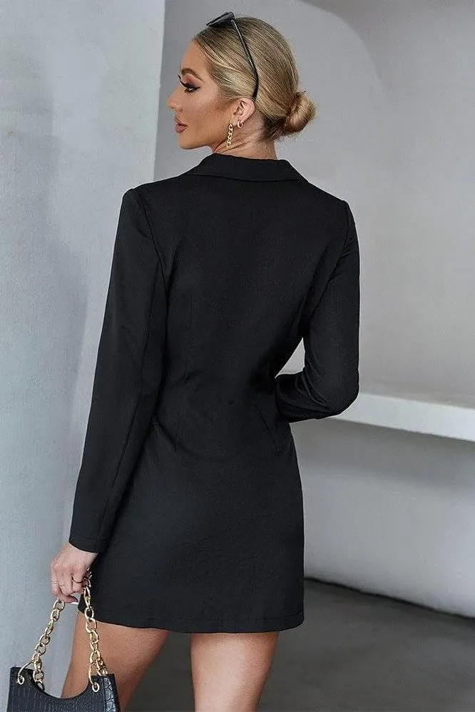 V-neck Black Suit dress