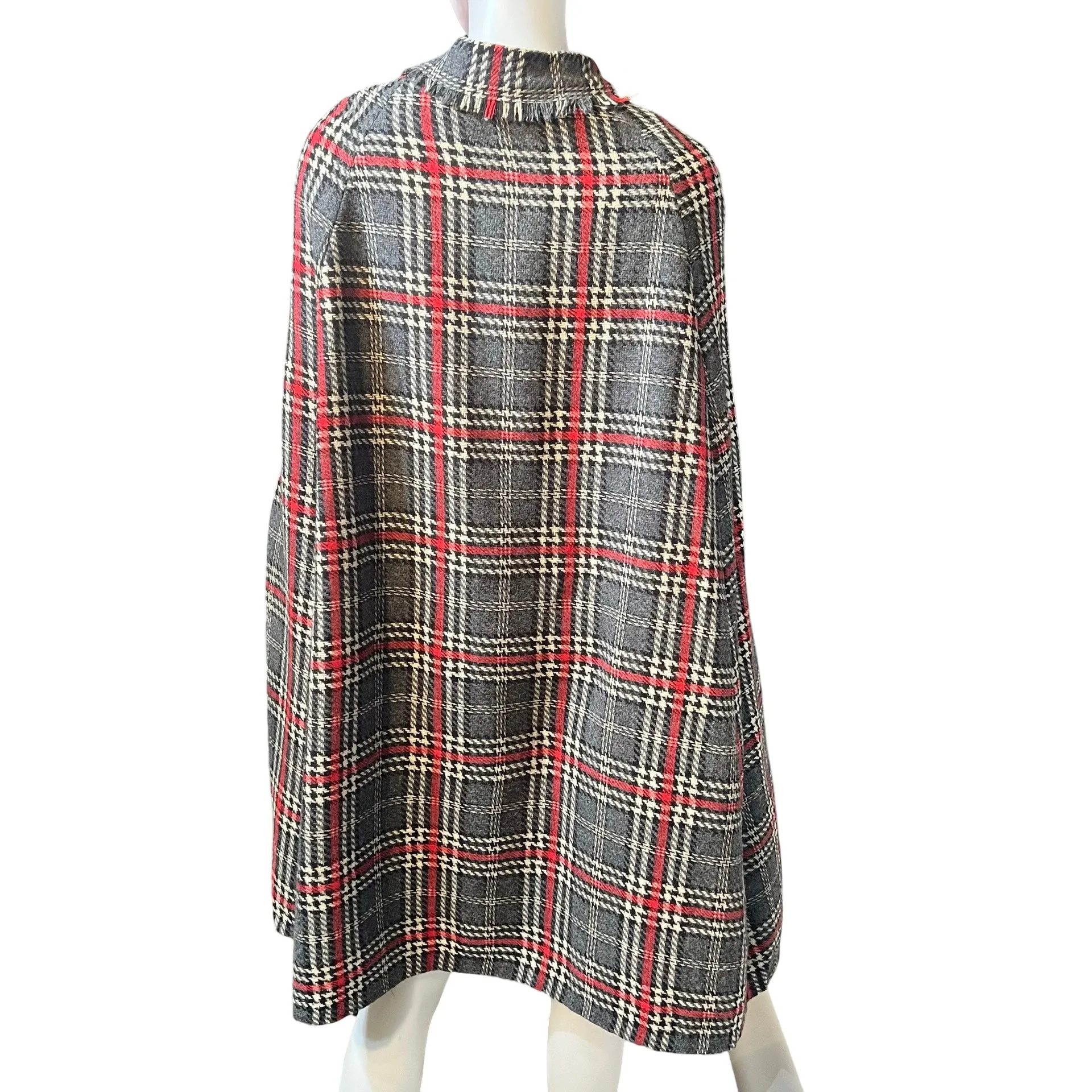 Vintage 1960s Plaid Wool Cape