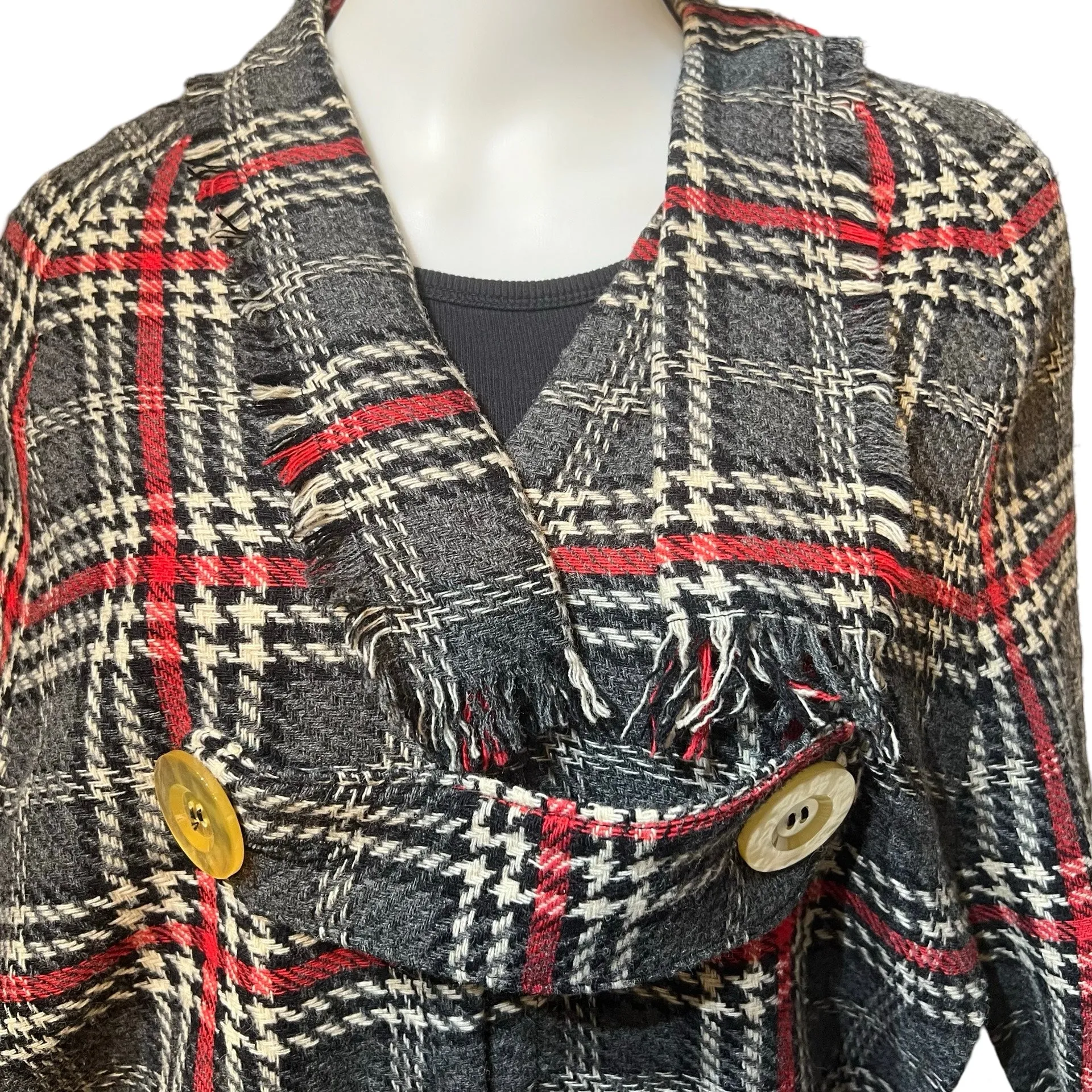 Vintage 1960s Plaid Wool Cape