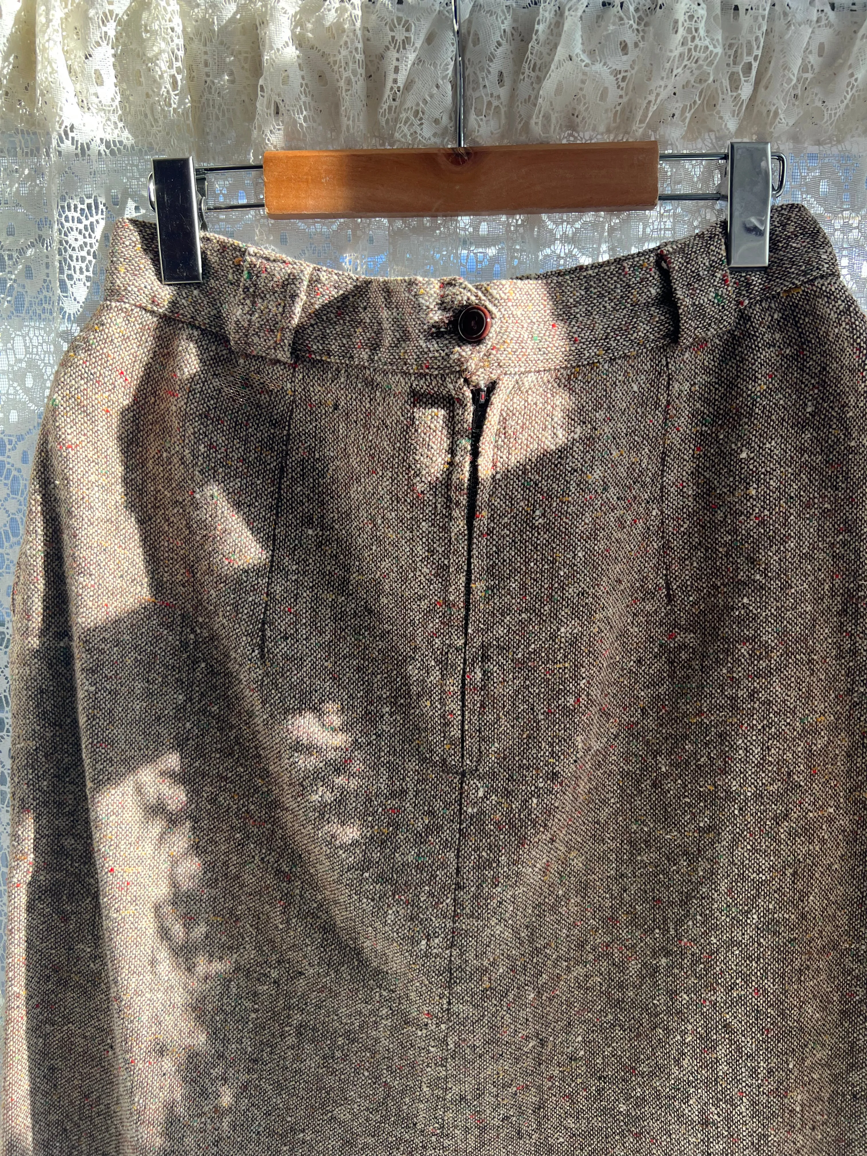 Vintage 60's Tweed Wool Pencil Skirt With Front Slit