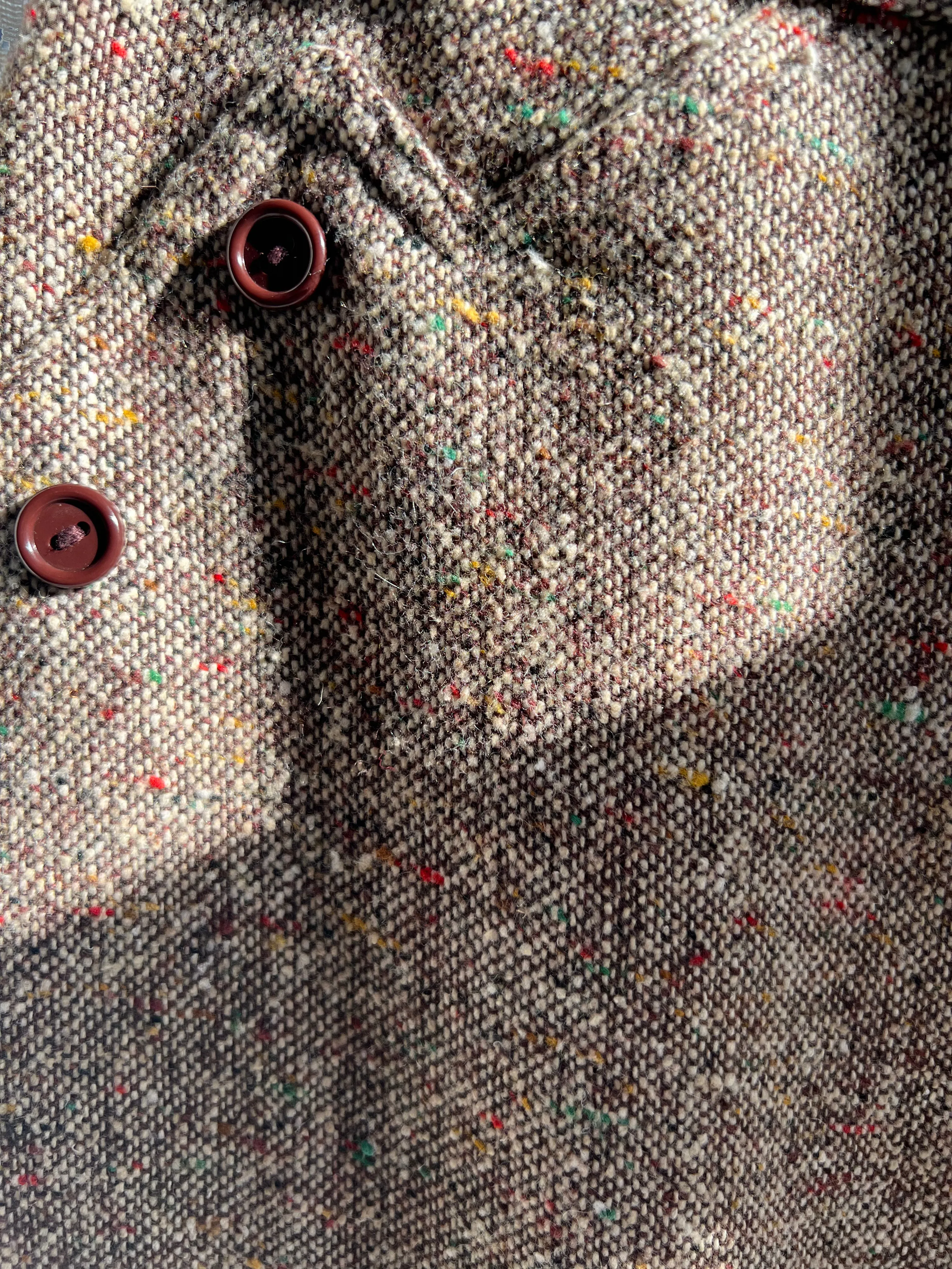 Vintage 60's Tweed Wool Pencil Skirt With Front Slit