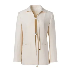 White Wool Silk Suit Jacket