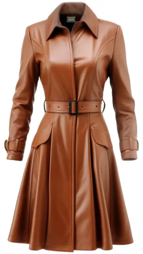 Women Brown Leather Coat - Brown Stylish Leather Coat