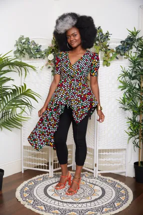 Zuriel Abina African Print Asymmetric Blouse/Top